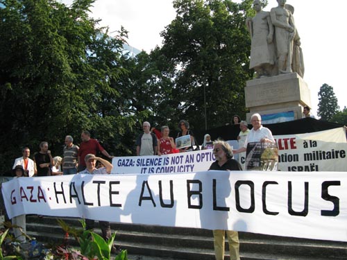 rassemblement Gaza - 3 juillet 2009 - devant mission israélienne à Genève