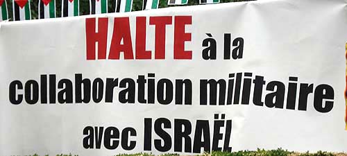 halte à la collaboration militaire avec israël